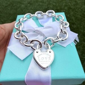 Tiffany & Co Heart Lock Bracelet in Silver, 7.5 inches